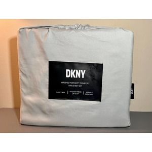 New DKNY Washed for Soft Comfort King Sheet Set Solid Light Gray (Grayish Green)